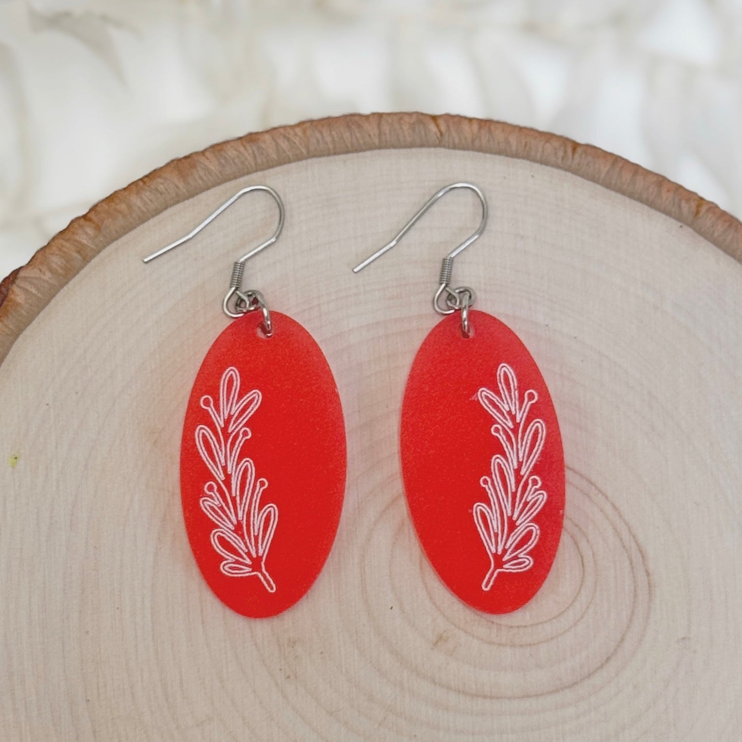 Frosted poppy punch | bright lightweight dangle earrings