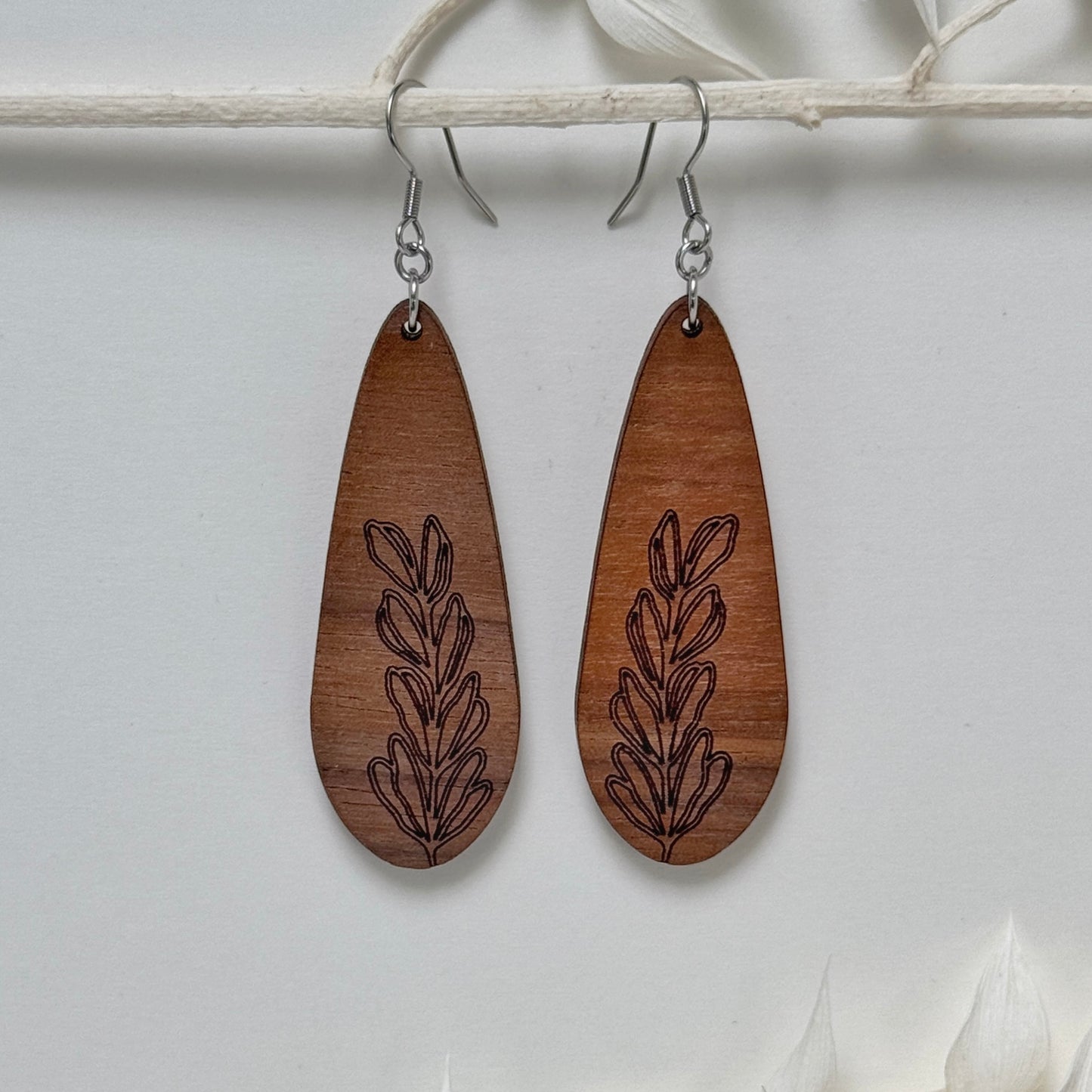 Botanical Baby | etched wood earrings