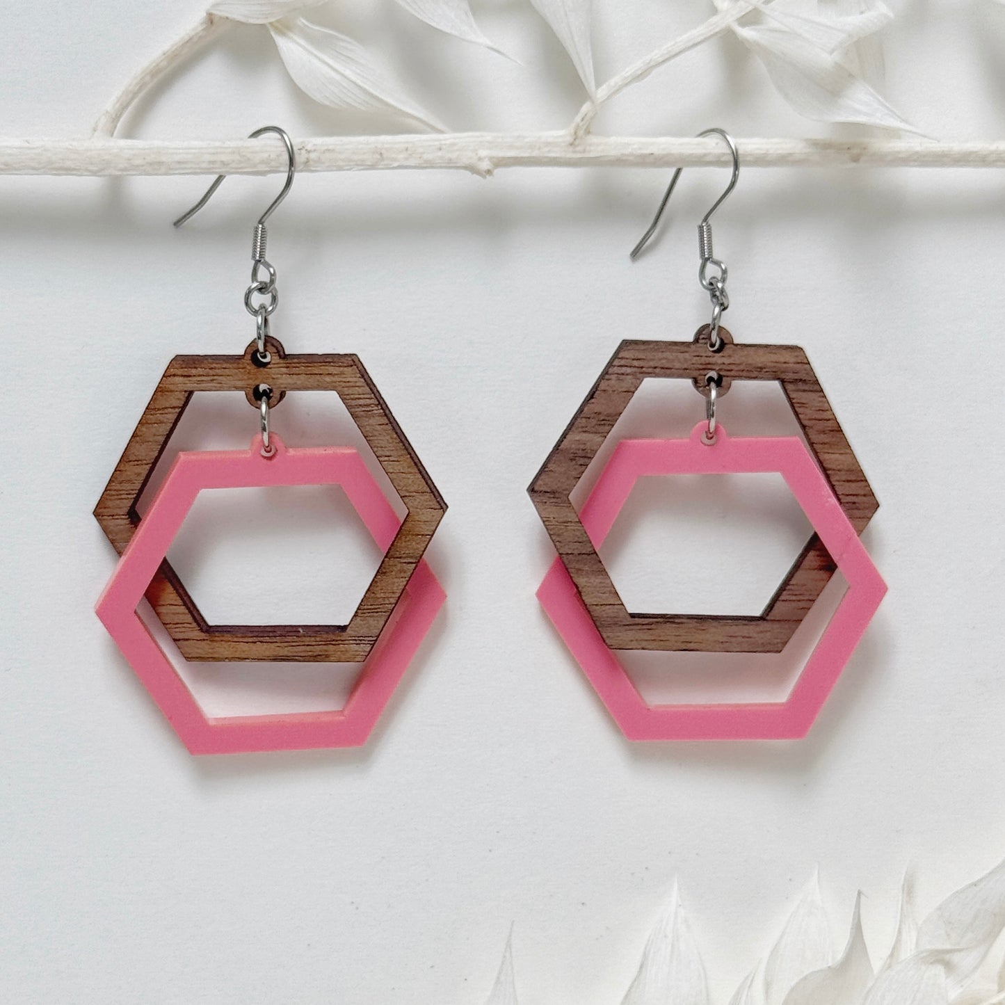 Hexa What? | "impossible" linked wood earrings