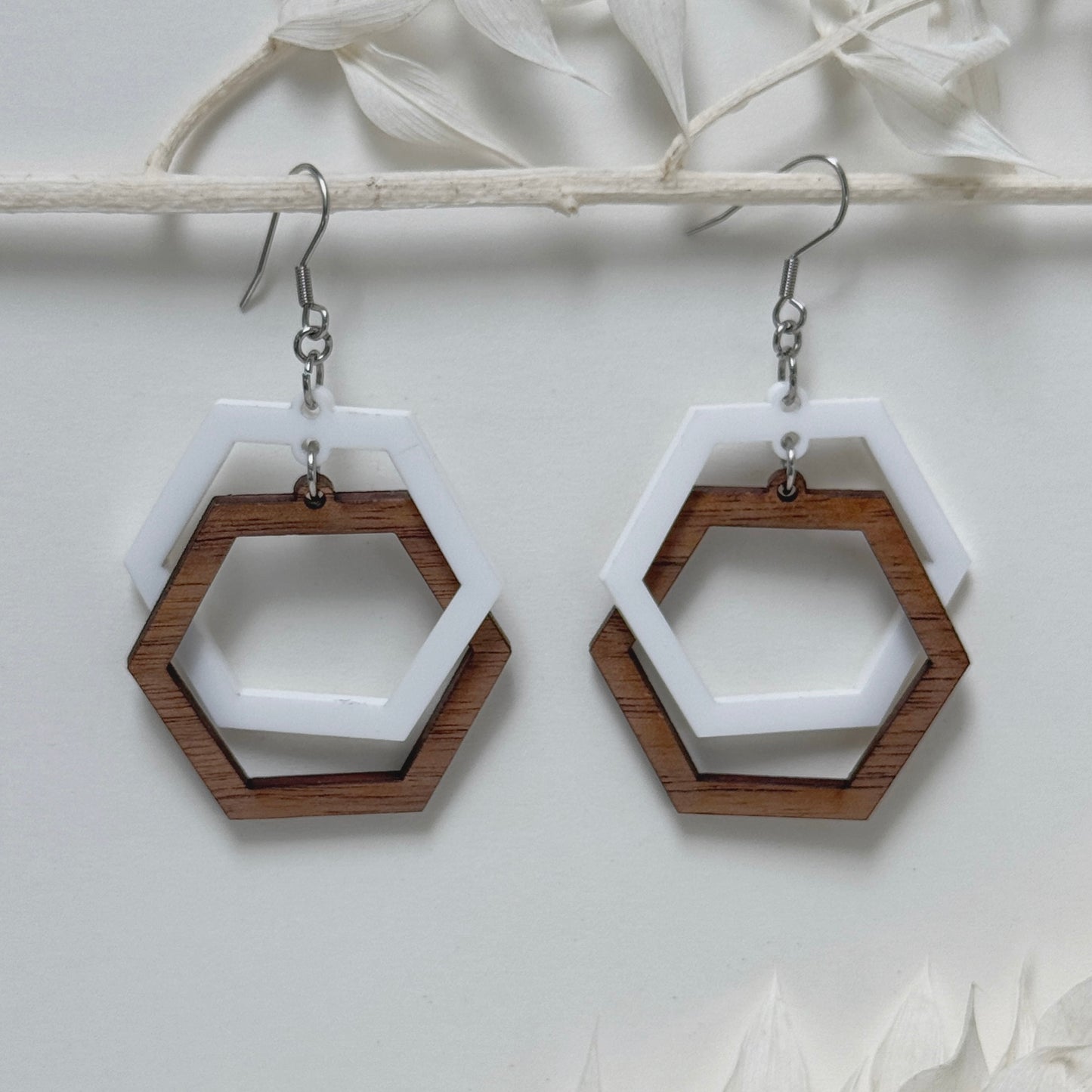 Hexa What? | "impossible" linked wood earrings