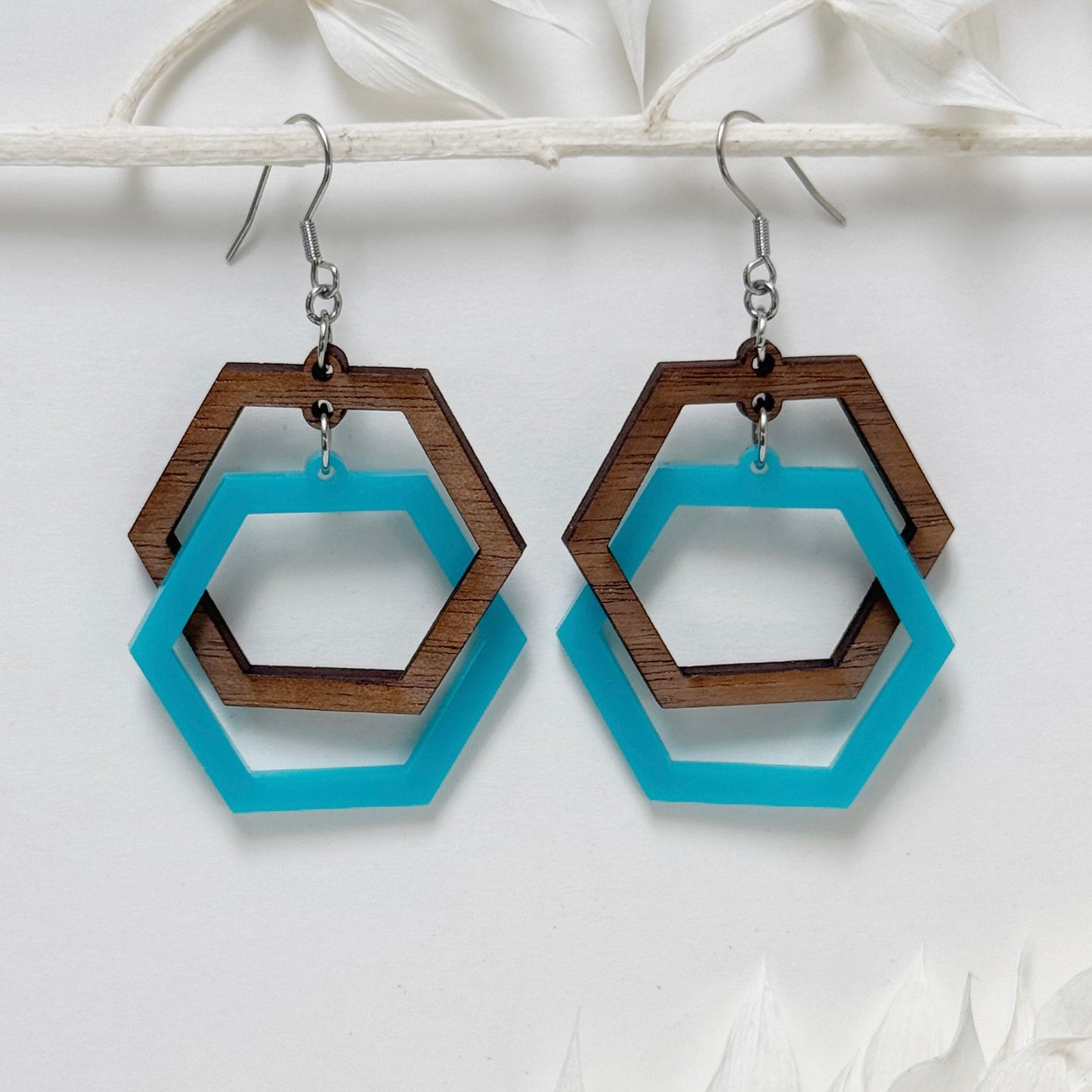 Hexa What? | "impossible" linked wood earrings