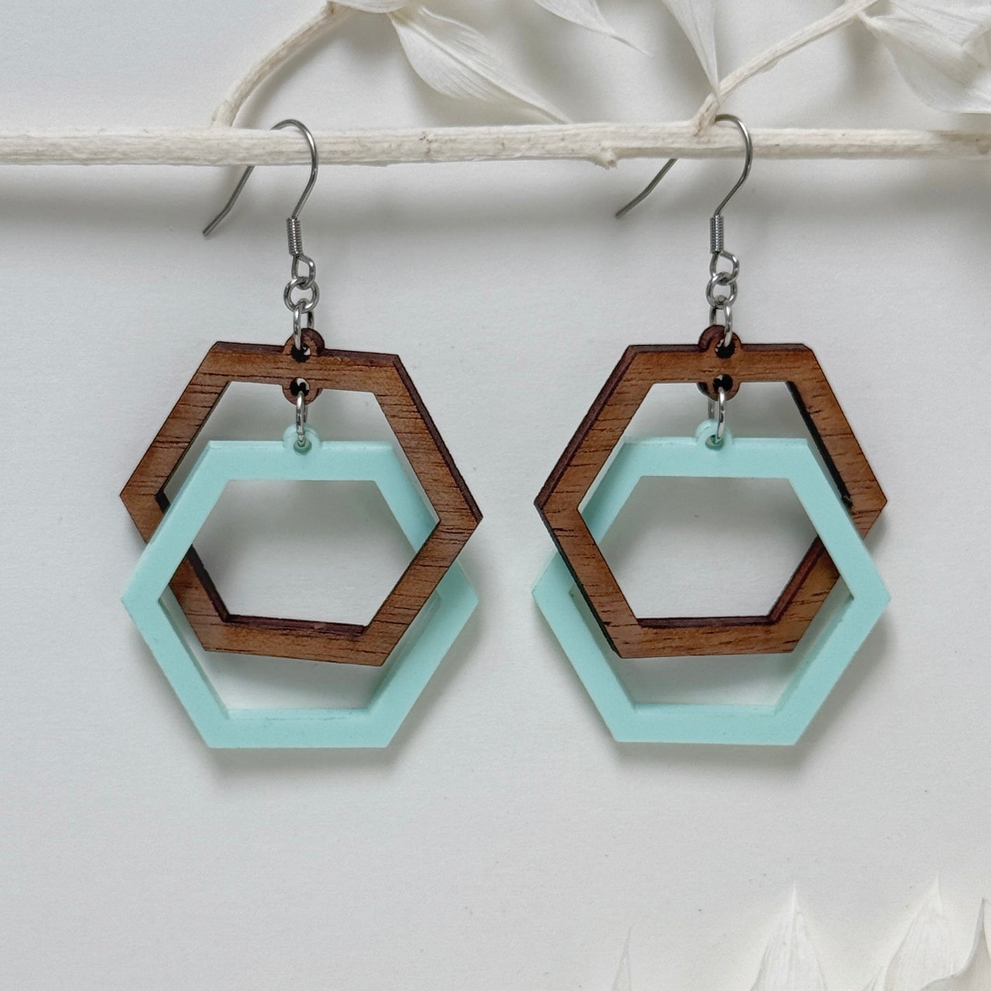 Hexa What? | "impossible" linked wood earrings