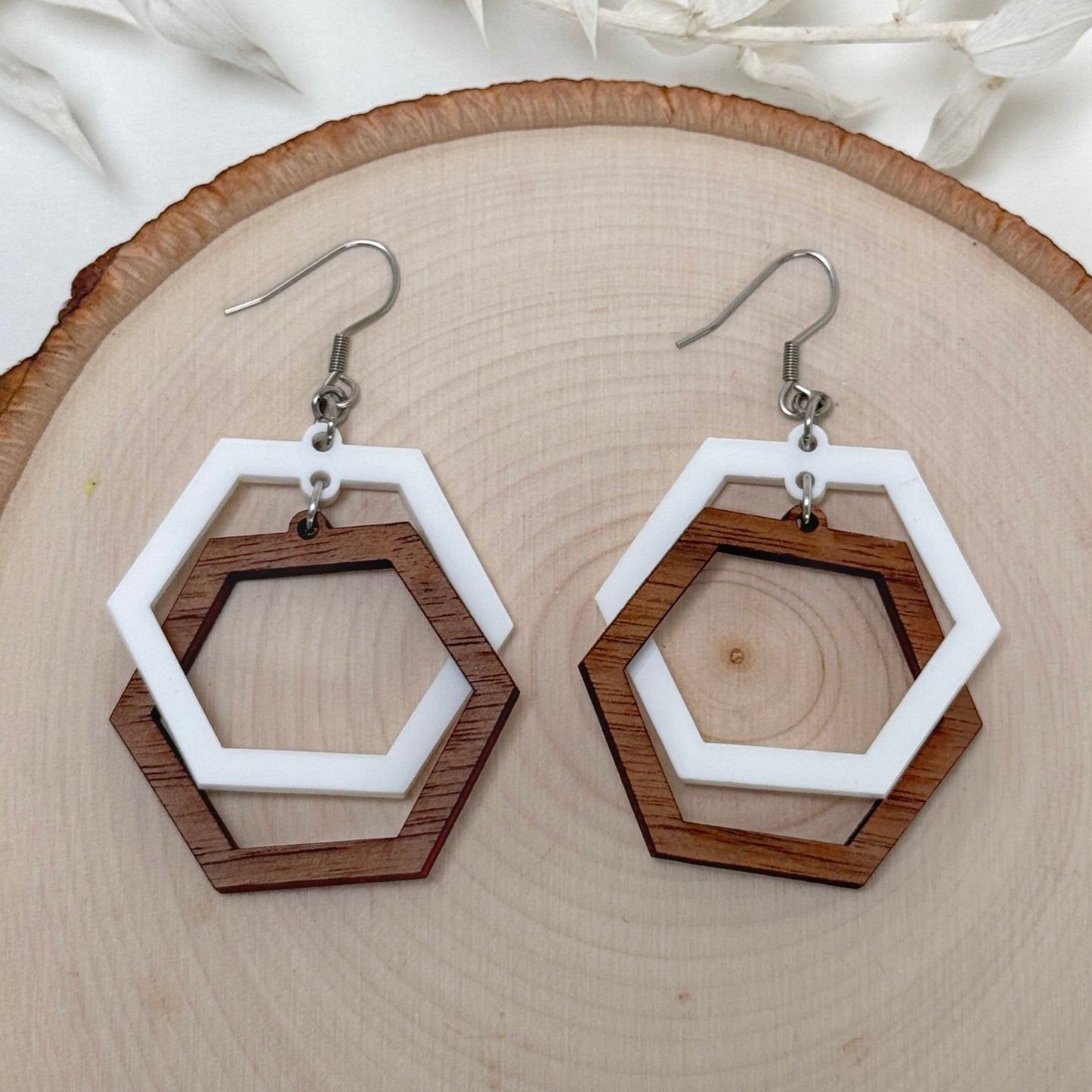 Hexa What? | "impossible" linked wood earrings