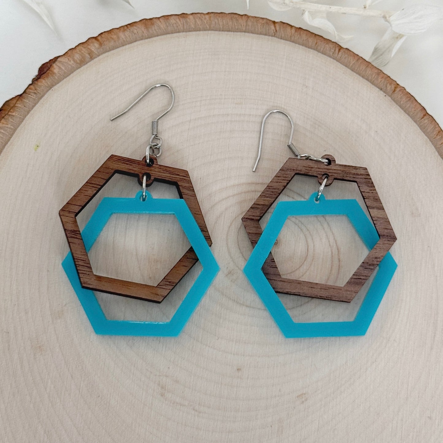 Hexa What? | "impossible" linked wood earrings