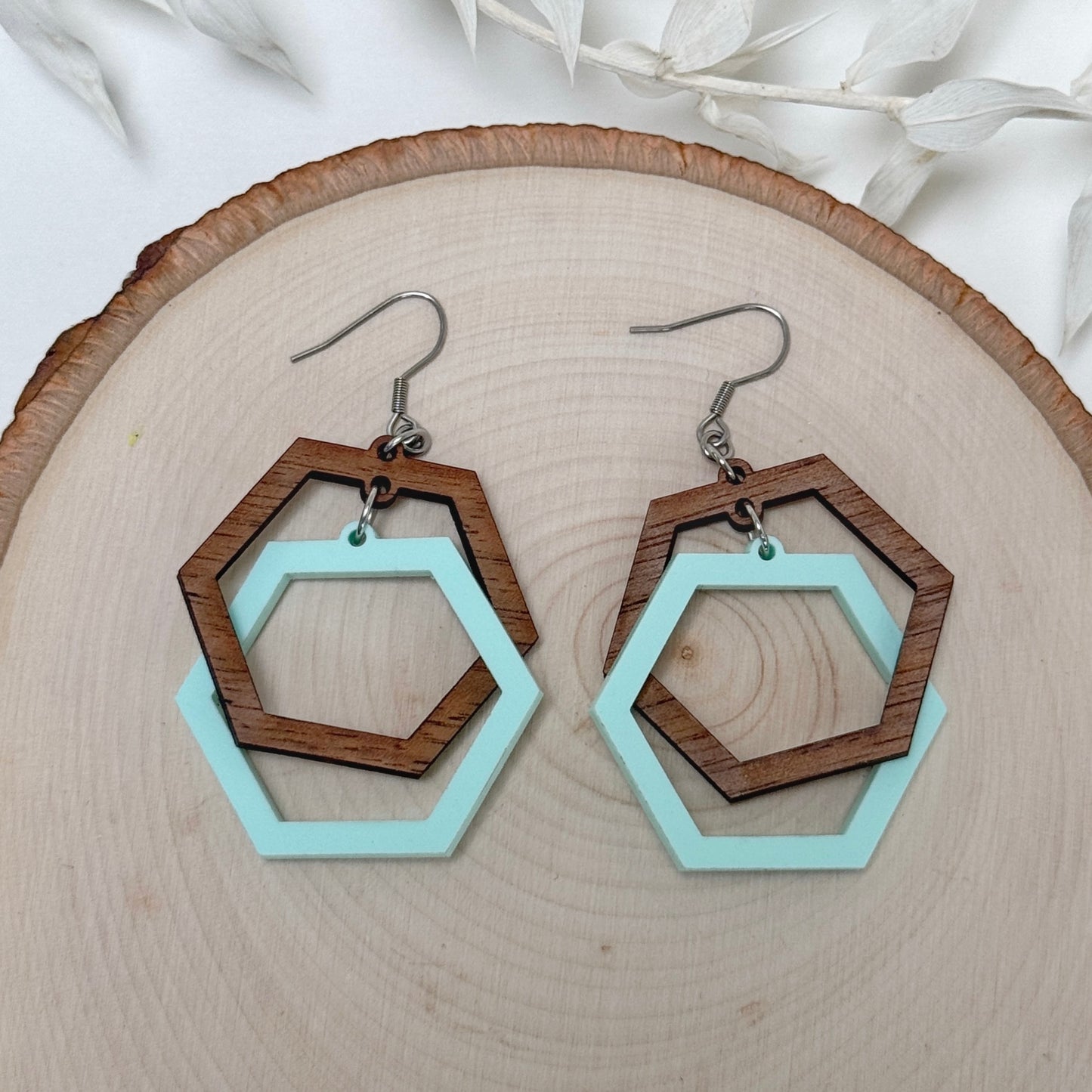 Hexa What? | "impossible" linked wood earrings