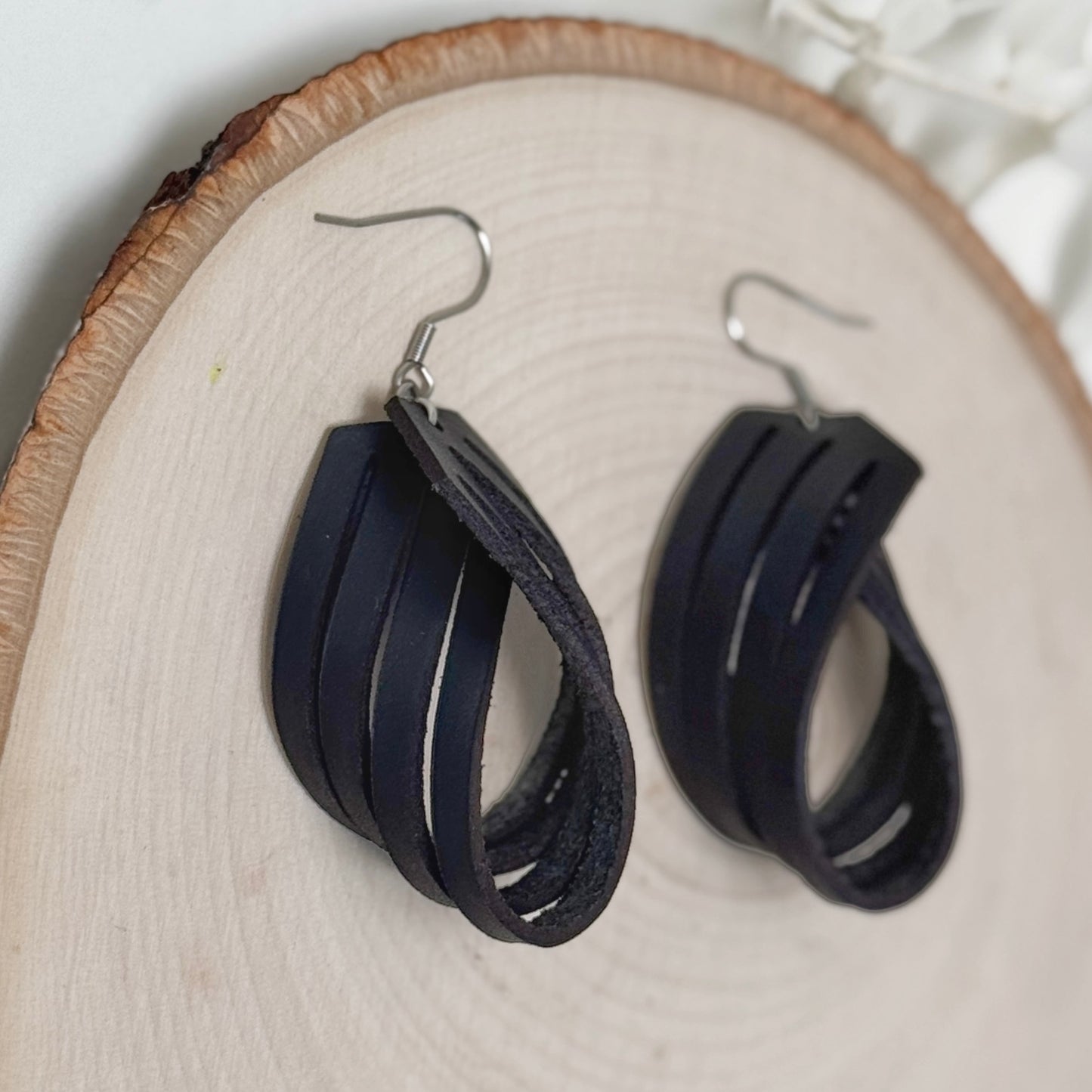 Twist & Shout | leather twist dangle earrings