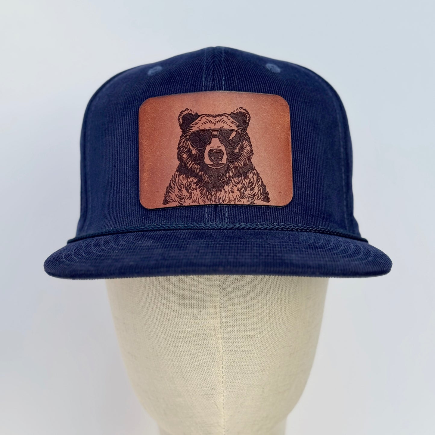 Shady Beast | bear in sunglasses leather patch hat