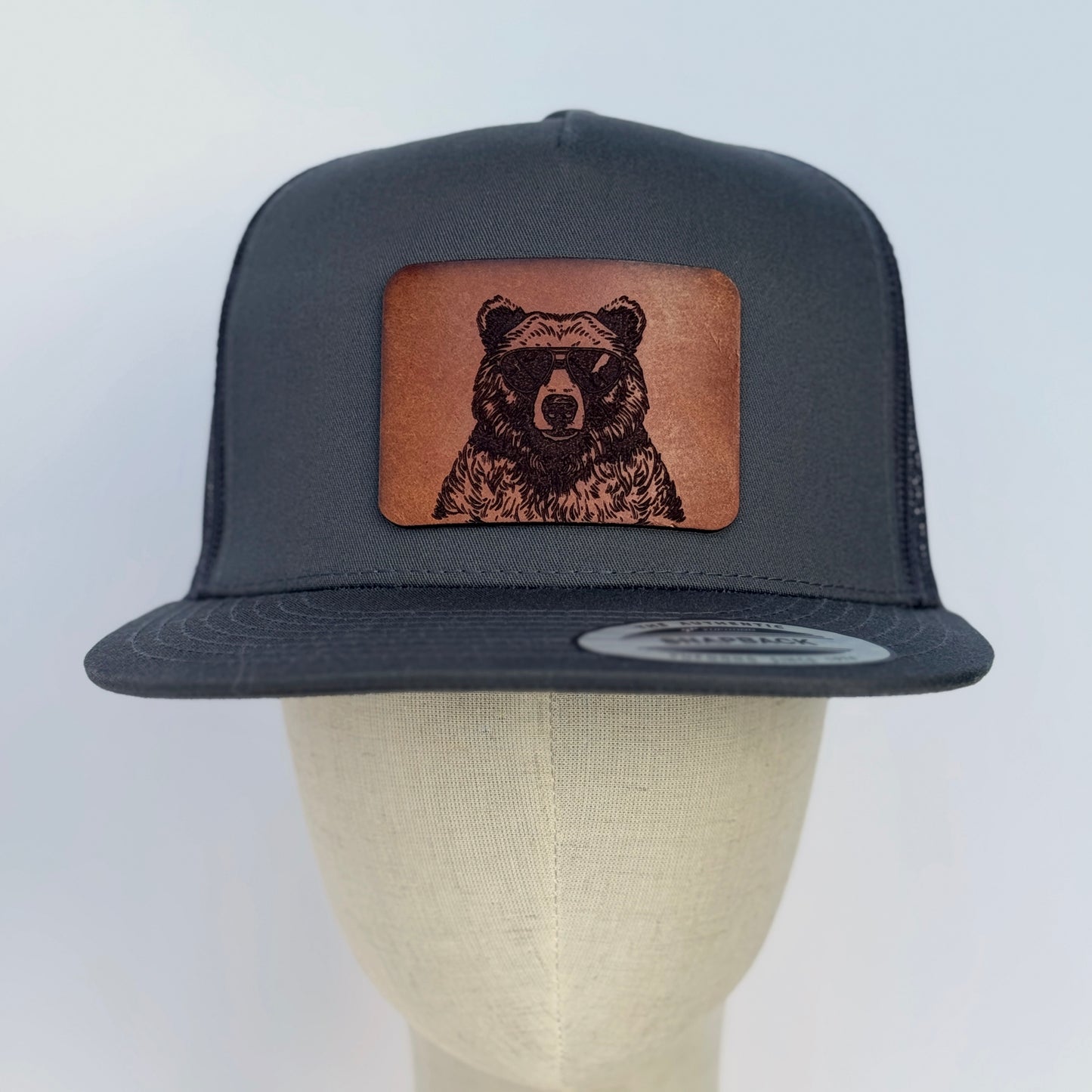 Shady Beast | bear in sunglasses leather patch hat