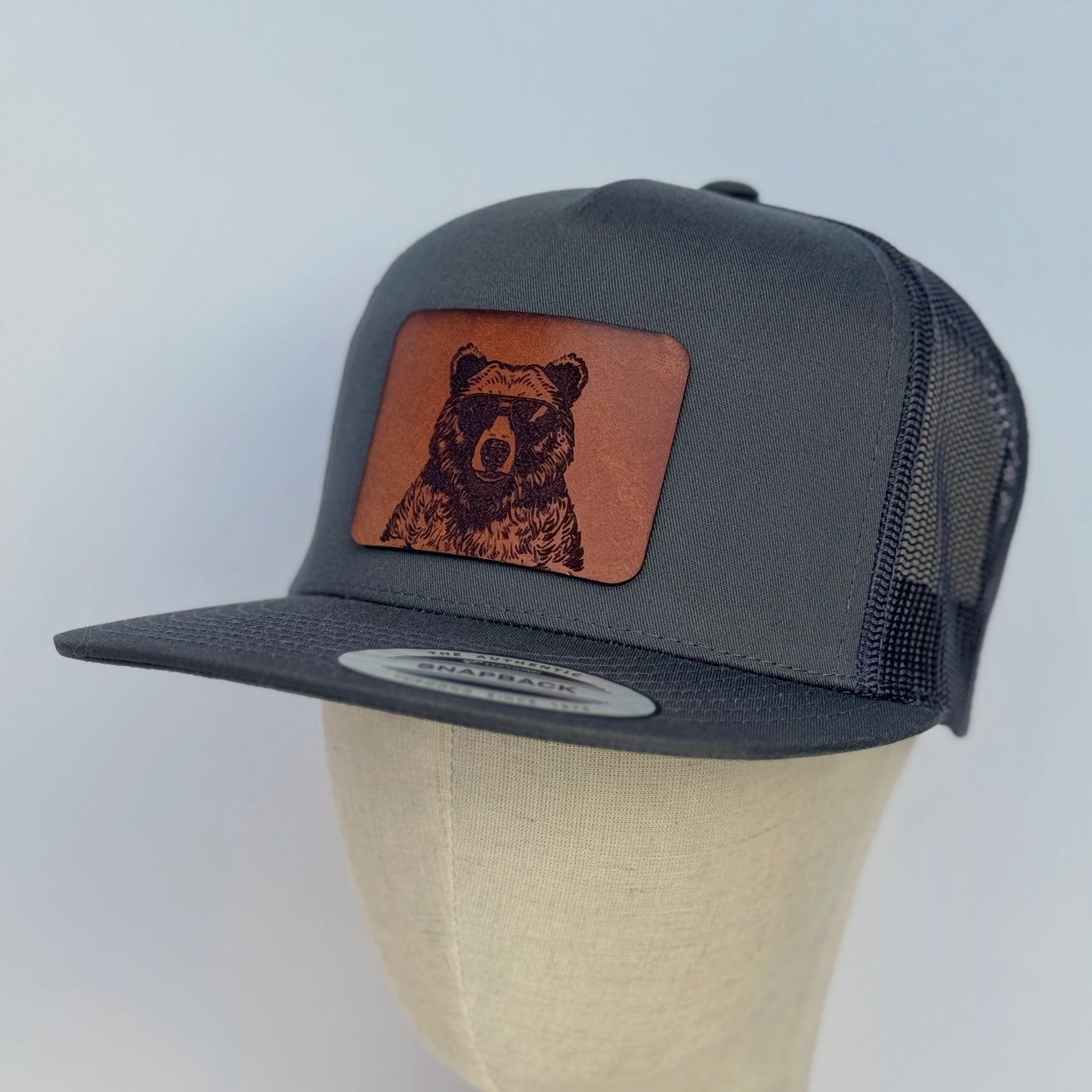 Shady Beast | bear in sunglasses leather patch hat