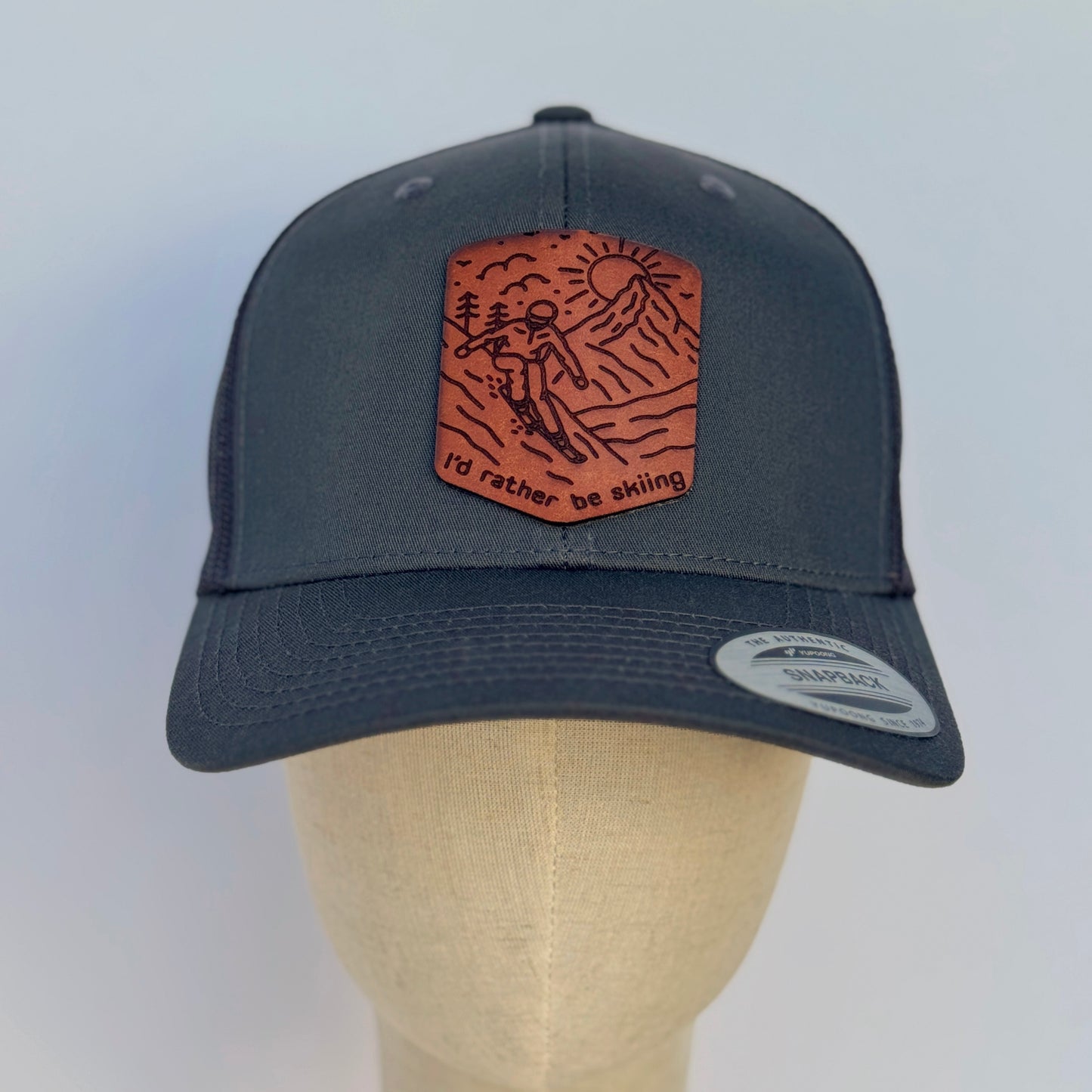 I'd Rather Be Skiing | leather patch hat
