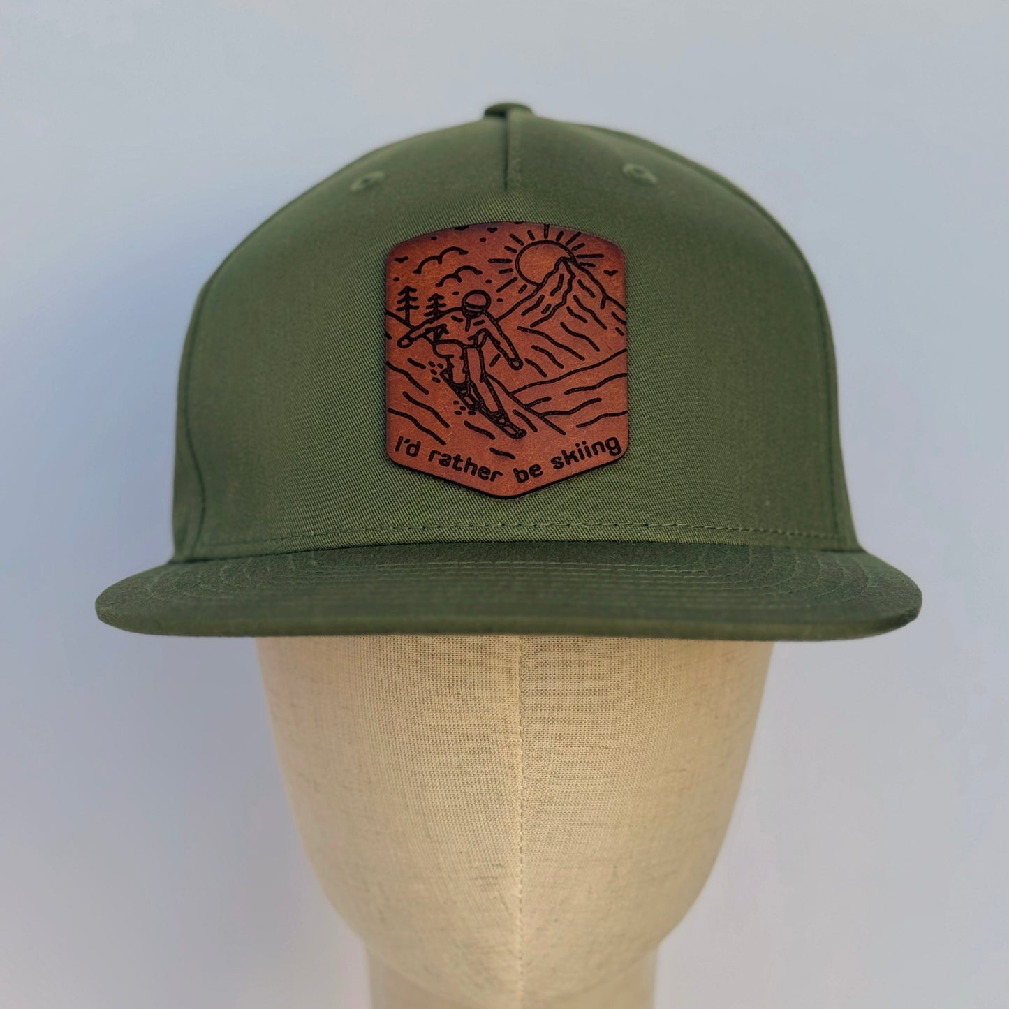 I'd Rather Be Skiing | leather patch hat