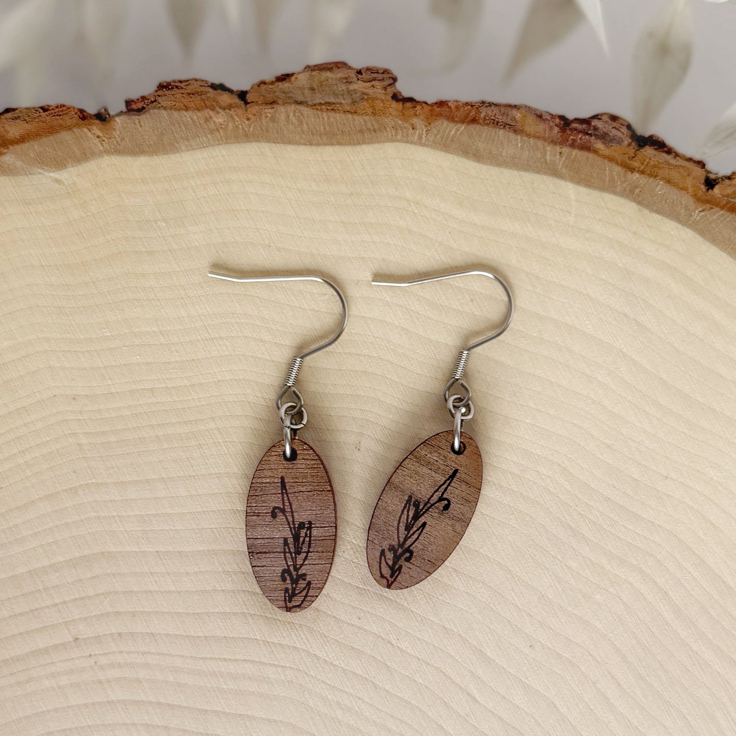 Trailside Sprig | lightweight botanical wood earrings
