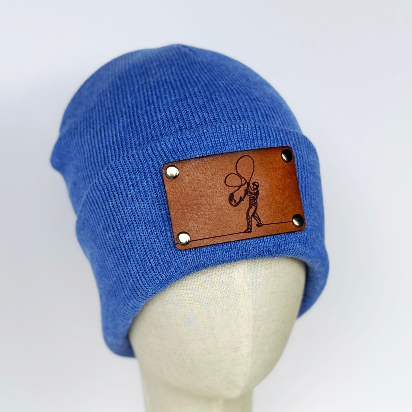 Fly Fishing beanie with snap on/off leather patch