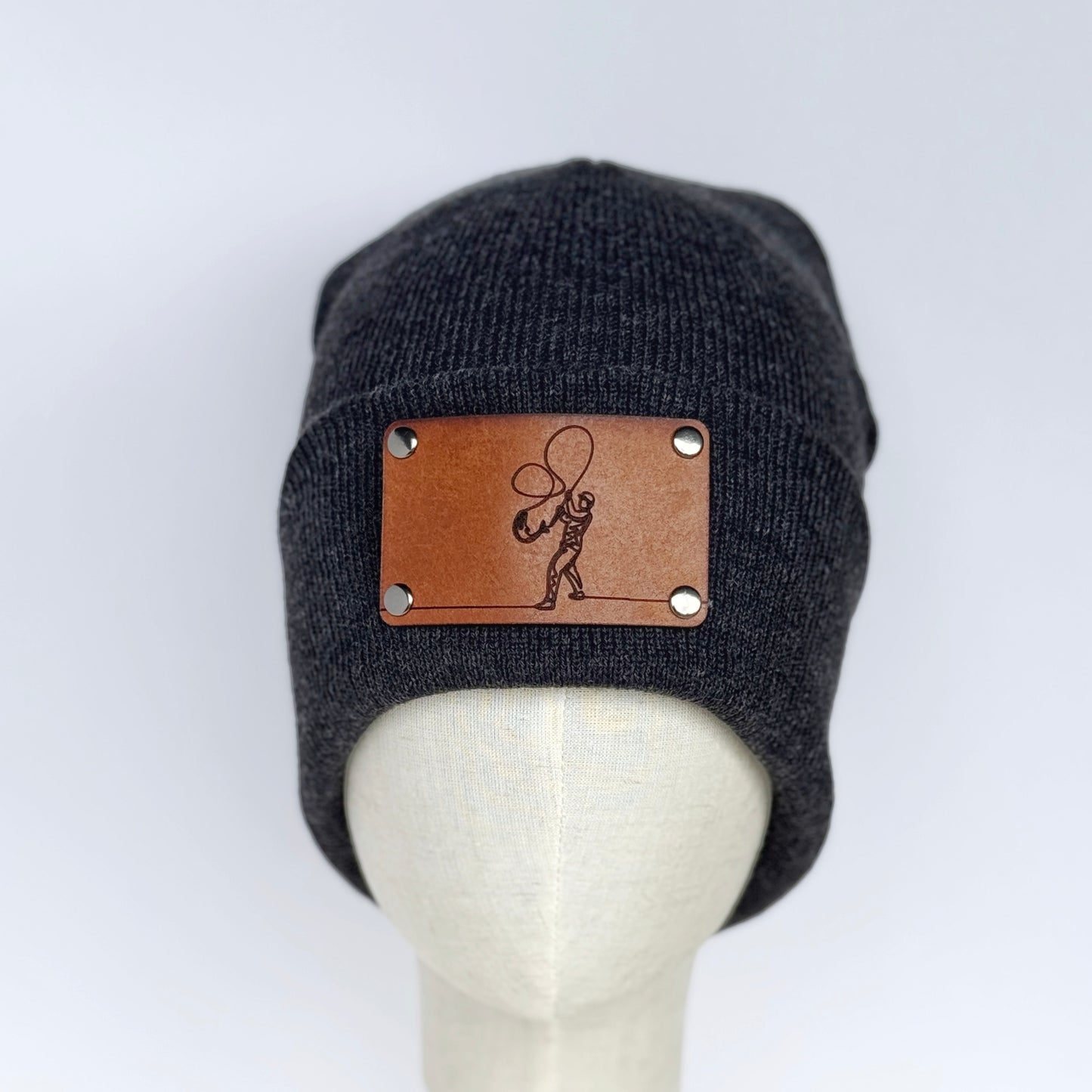 Fly Fishing beanie with snap on/off leather patch