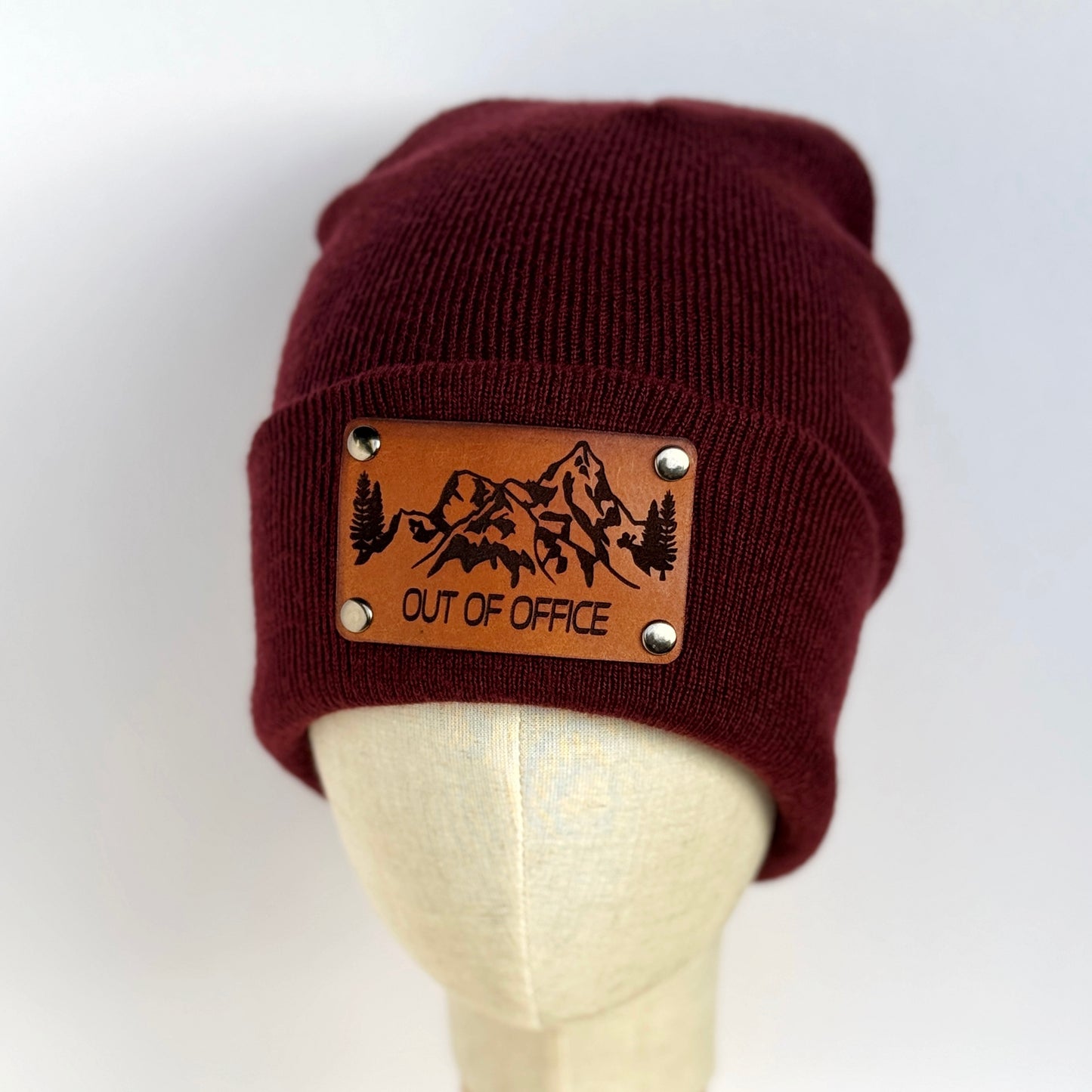 Out of Office Outdoors beanie with snap on/off leather patch