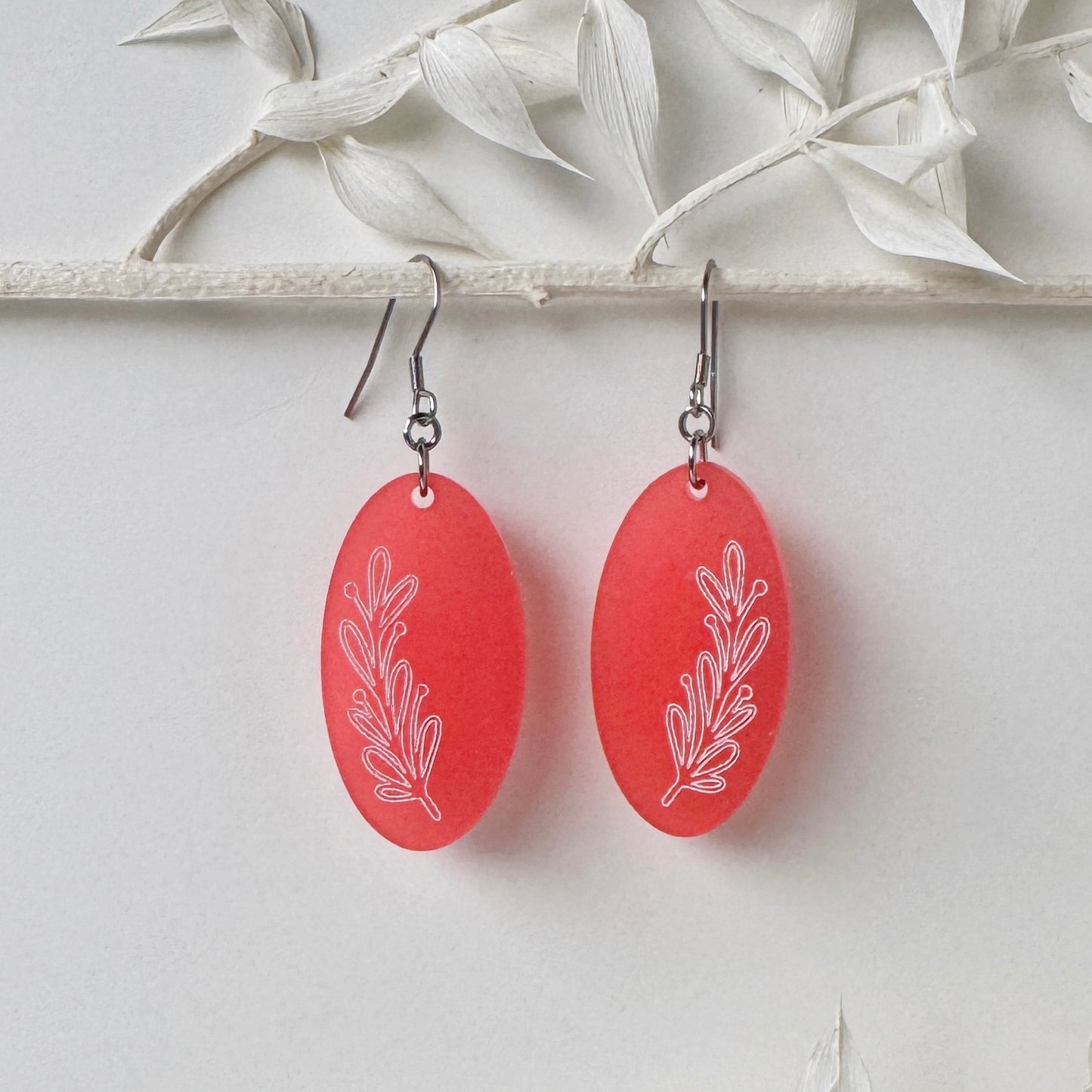 Frosted poppy punch | bright lightweight dangle earrings