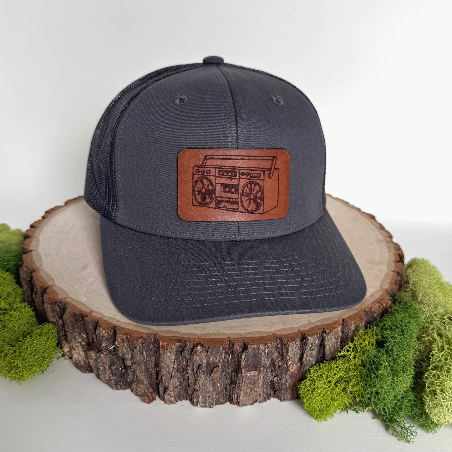 Press Play | boombox leather patch hat