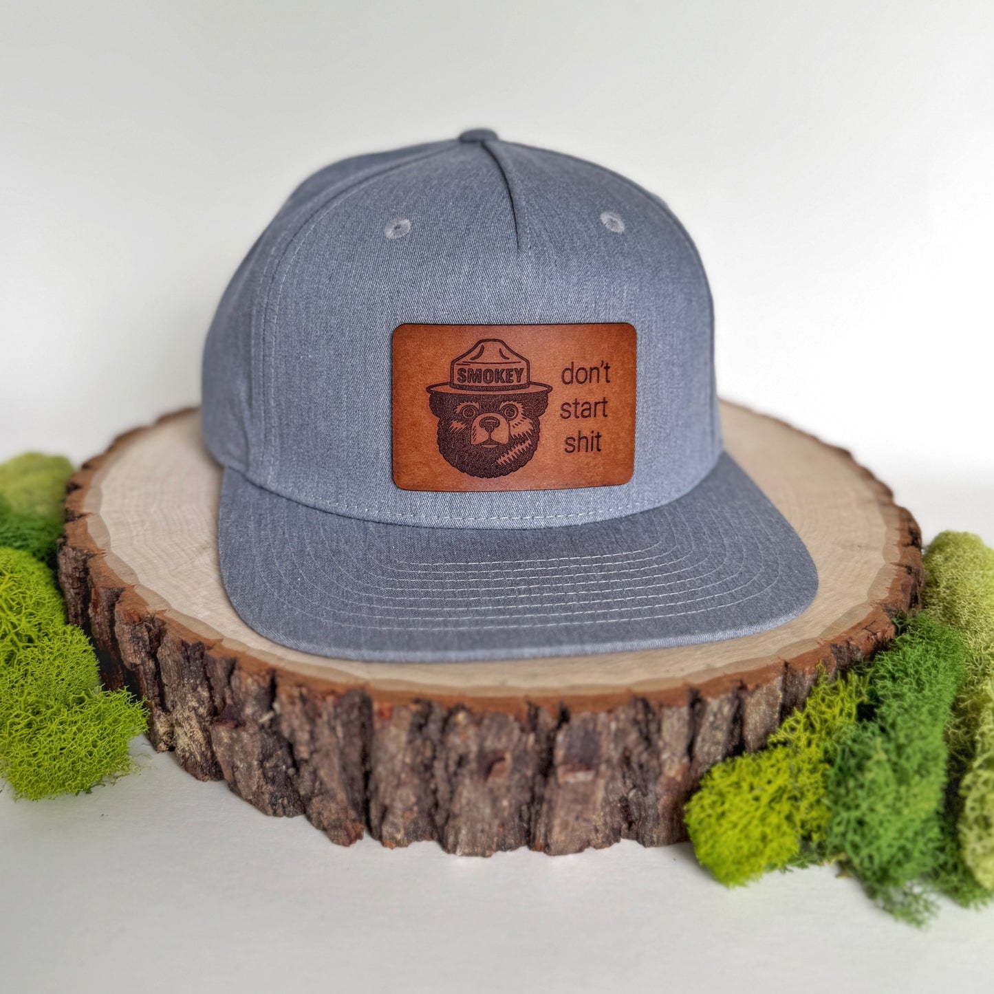 Don't Start Shit | smokey bear leather patch hat