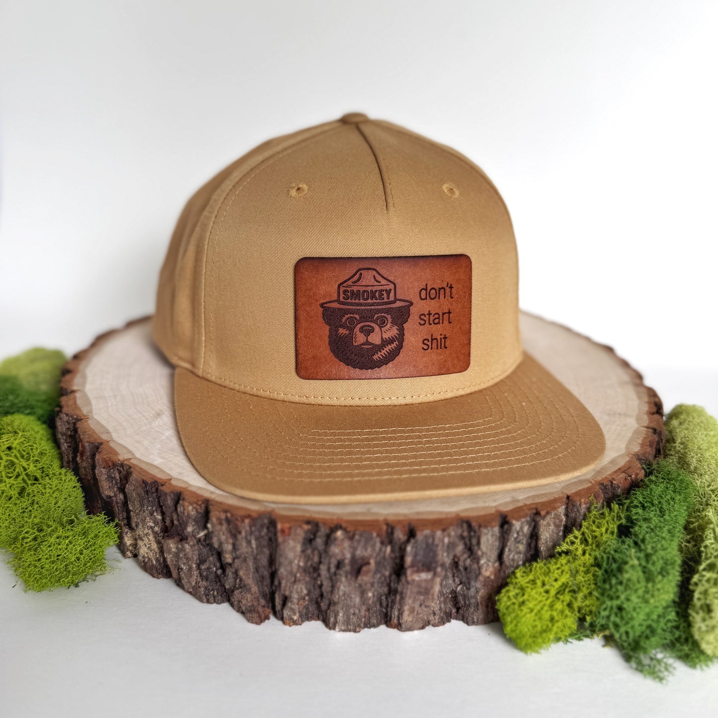 Don't Start Shit | smokey bear leather patch hat
