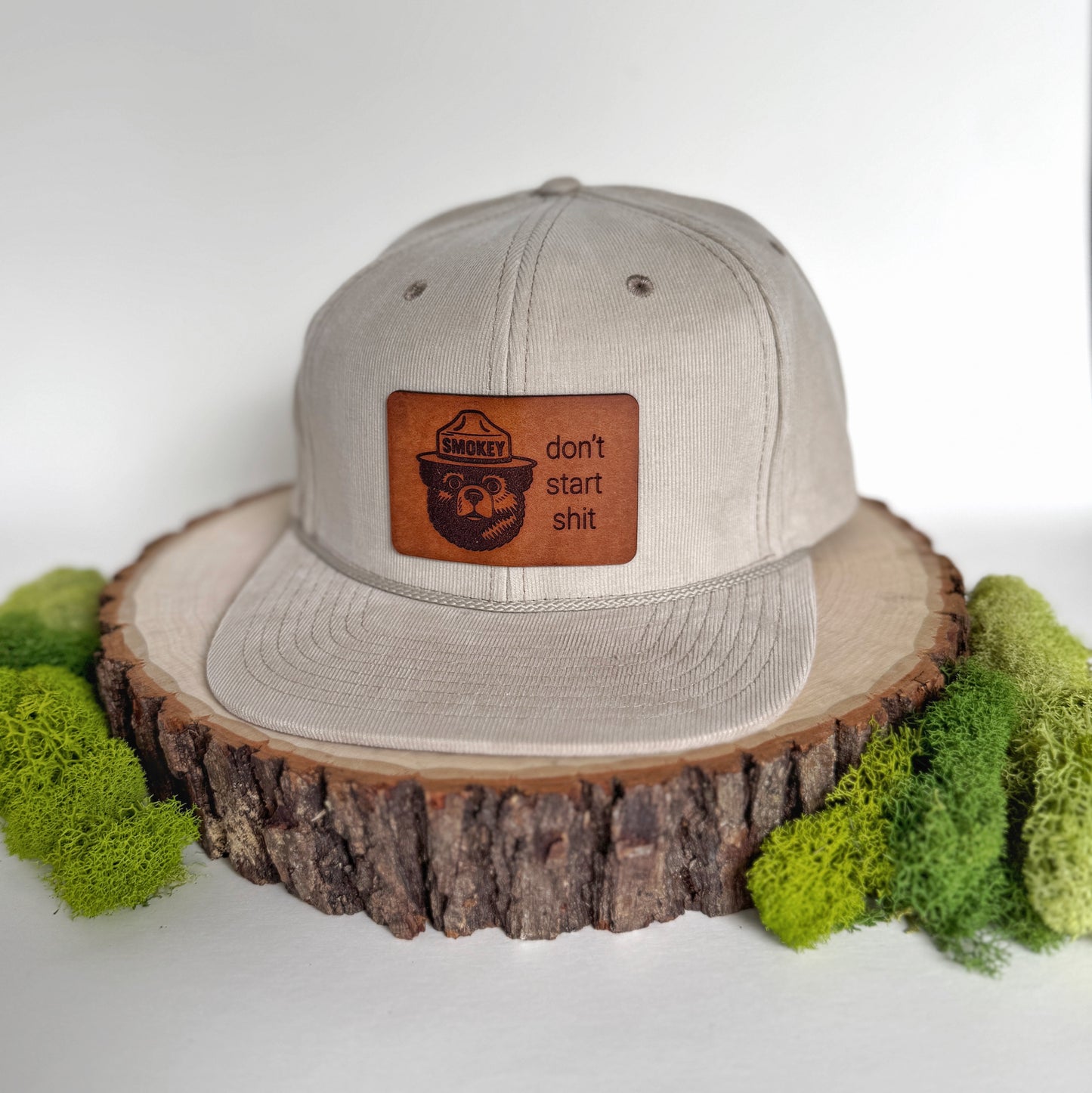 Don't Start Shit | smokey bear leather patch hat