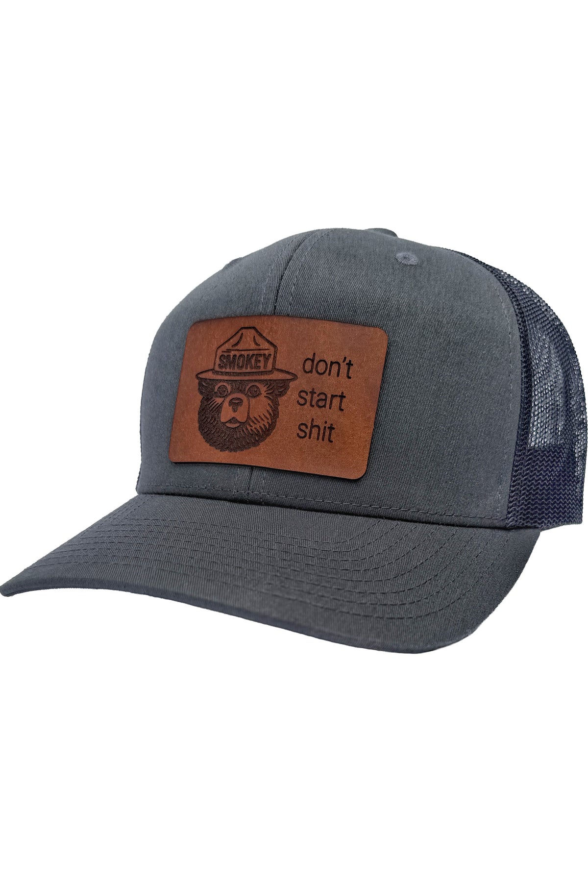 Don't Start Shit | smokey bear leather patch hat