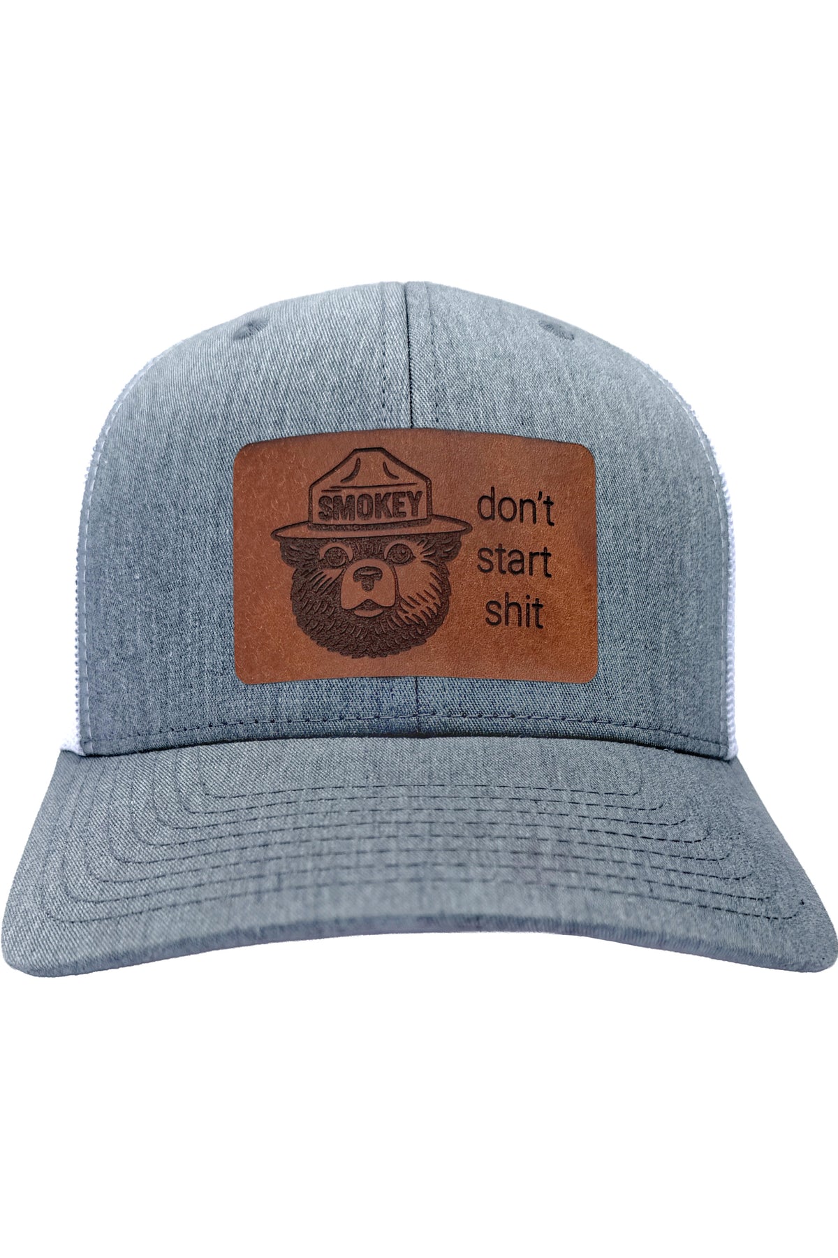 Don't Start Shit | smokey bear leather patch hat