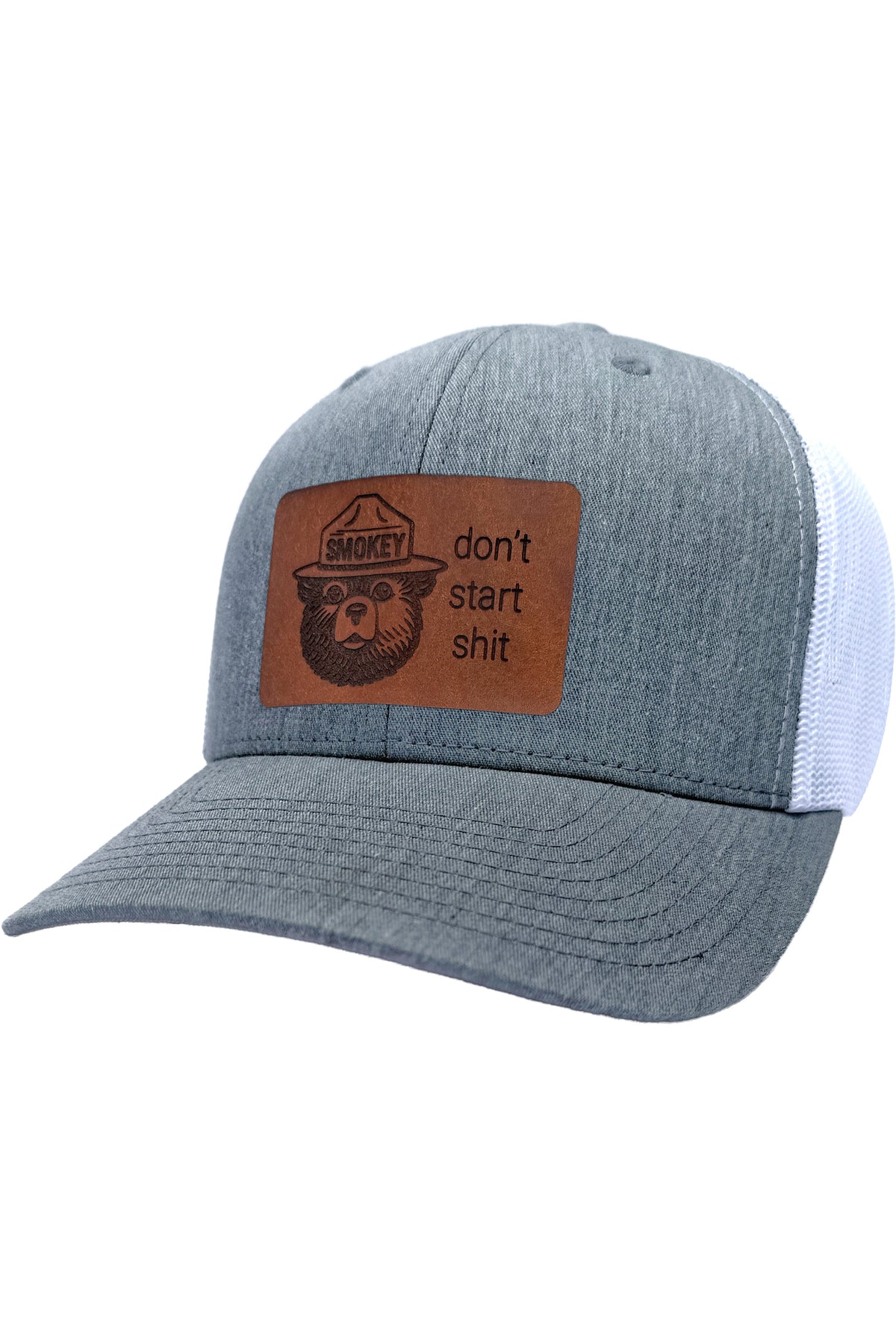 Don't Start Shit | smokey bear leather patch hat