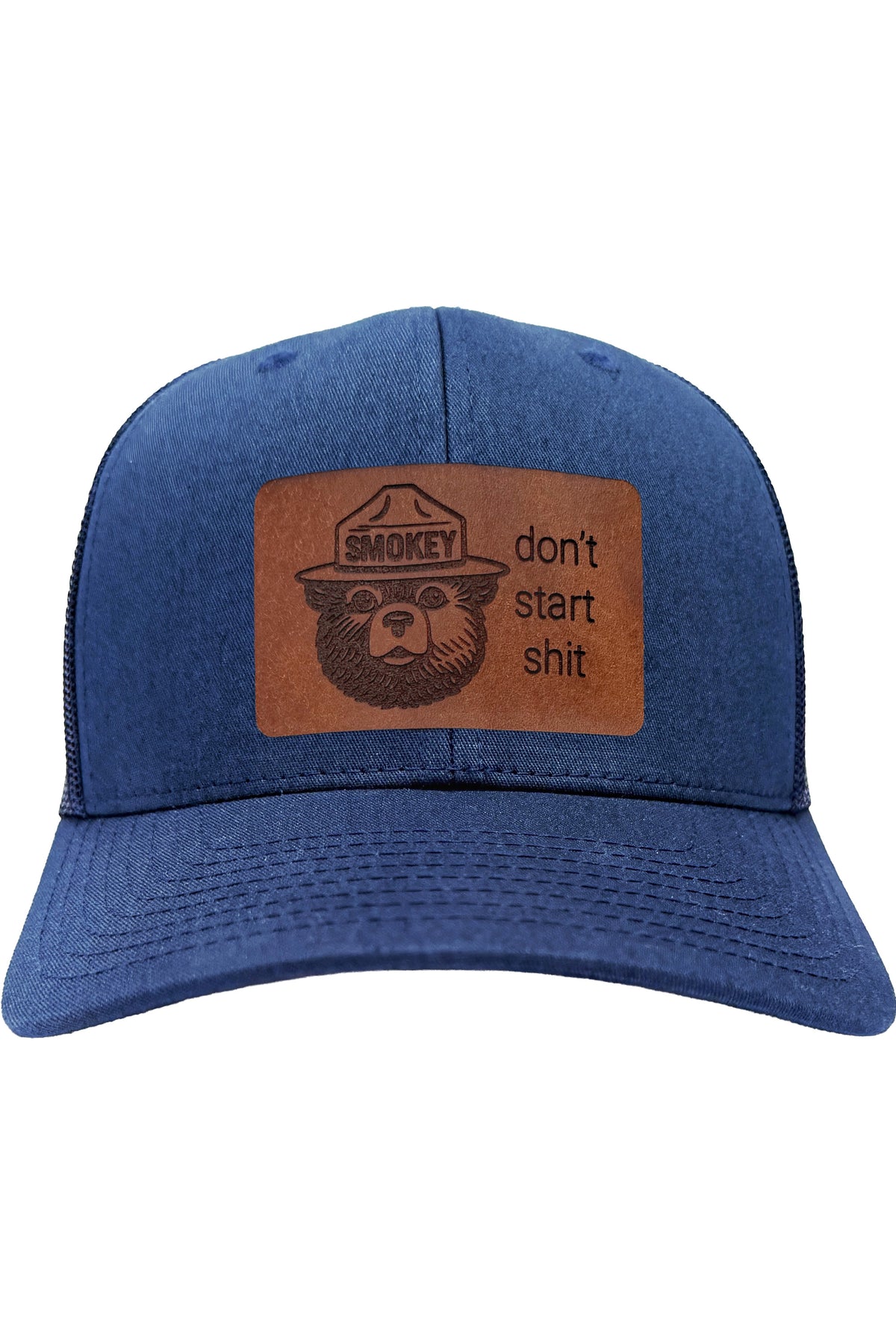 Don't Start Shit | smokey bear leather patch hat