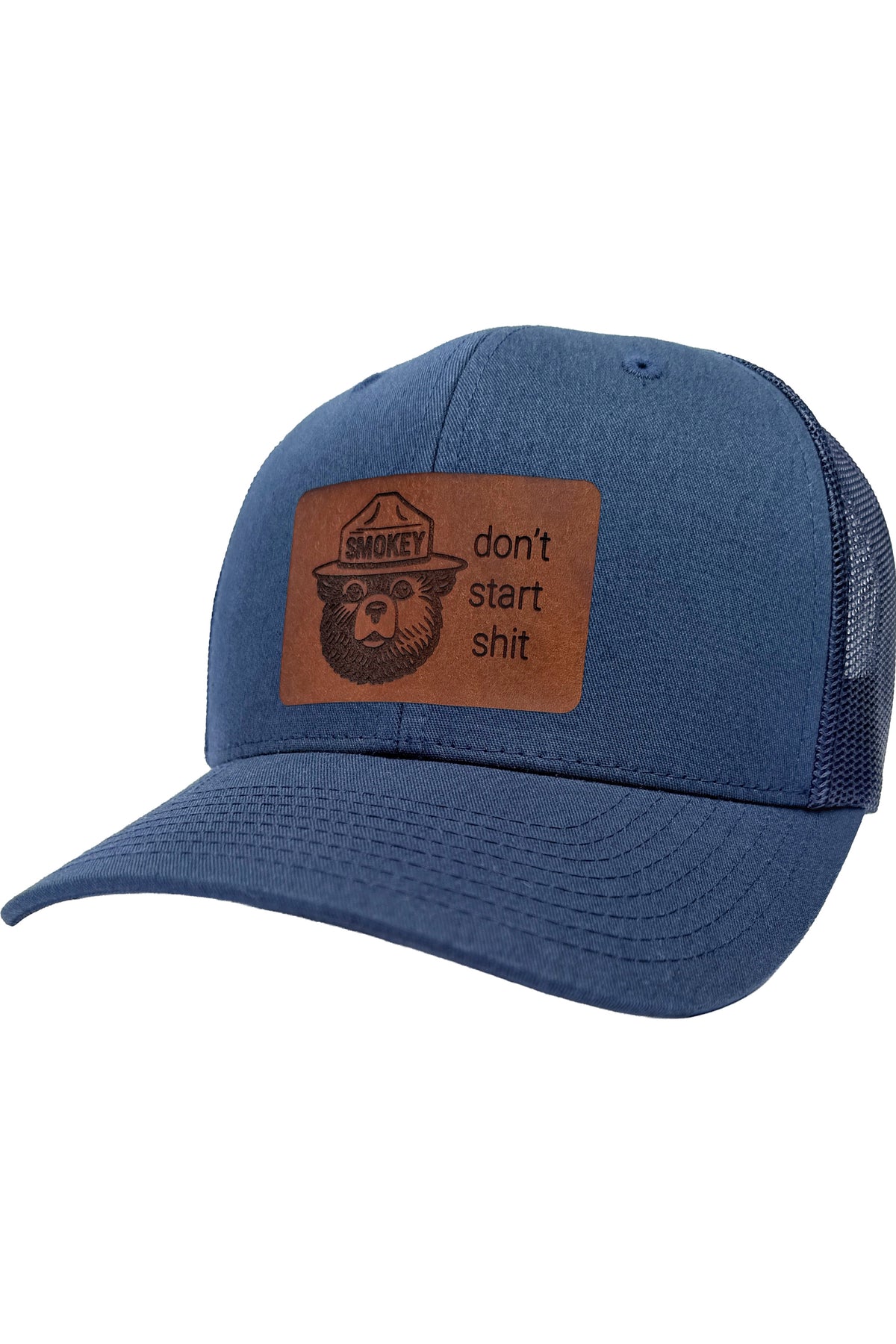 Don't Start Shit | smokey bear leather patch hat