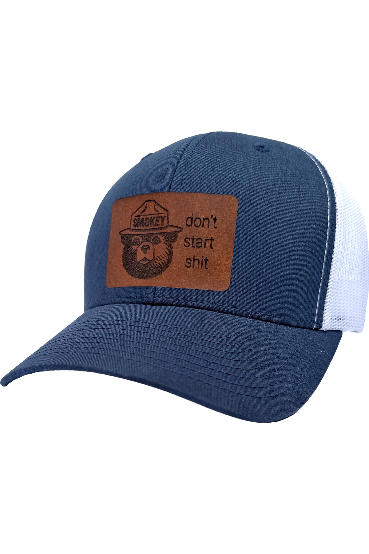 Don't Start Shit | smokey bear leather patch hat