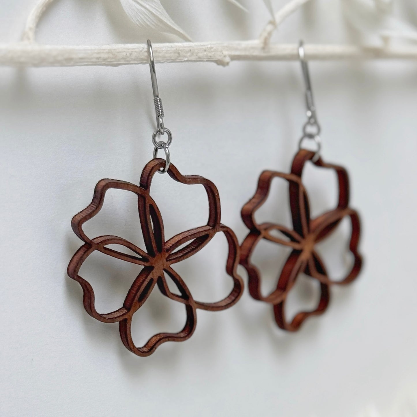 Four Season Blooms | lightweight wood flower earrings
