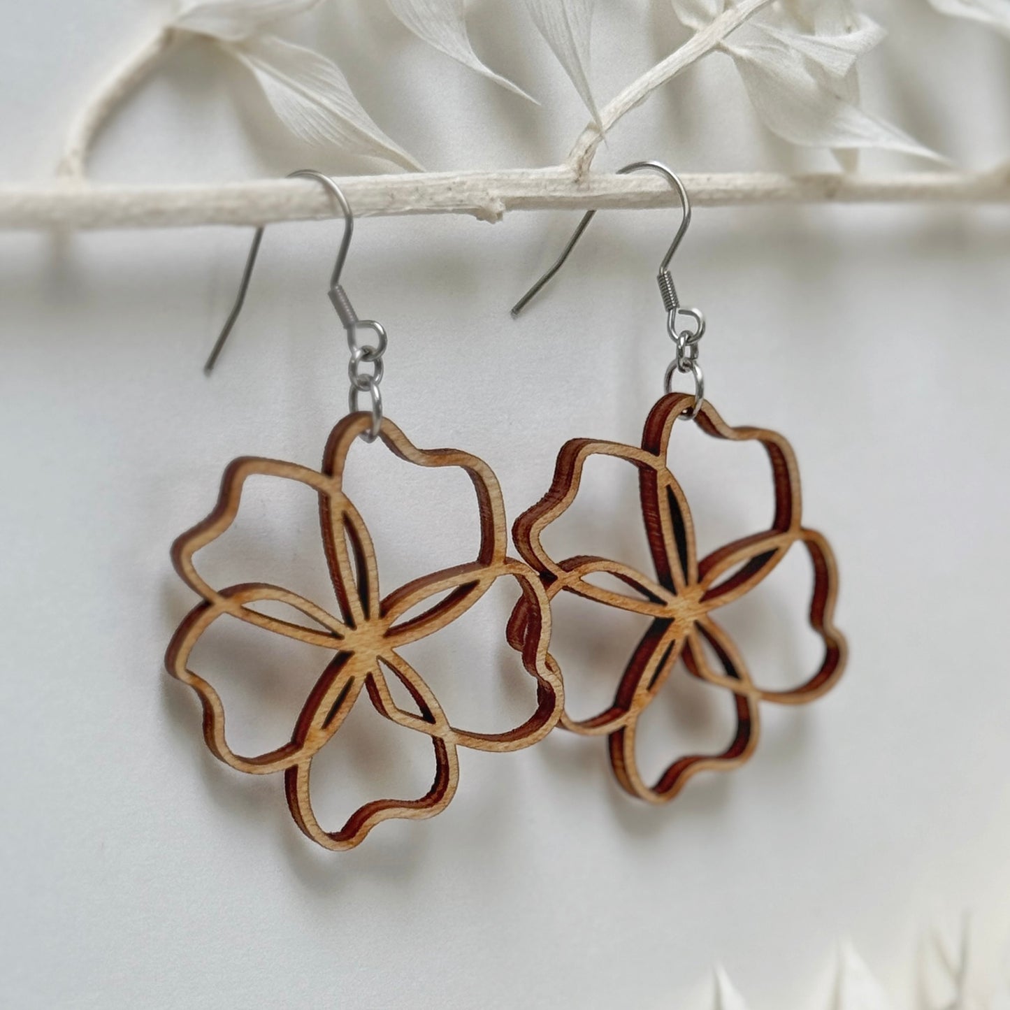 Four Season Blooms | lightweight wood flower earrings
