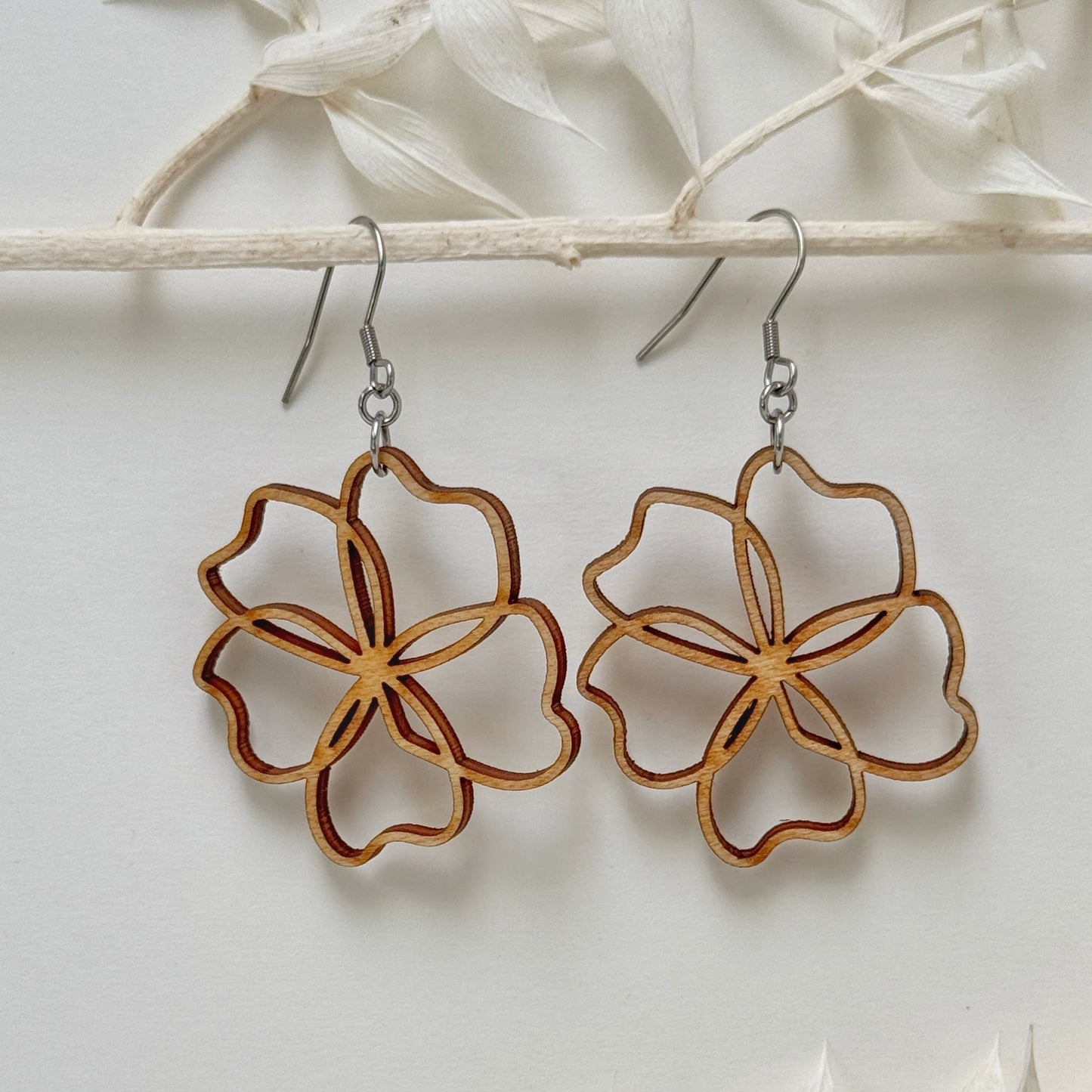 Four Season Blooms | lightweight wood flower earrings