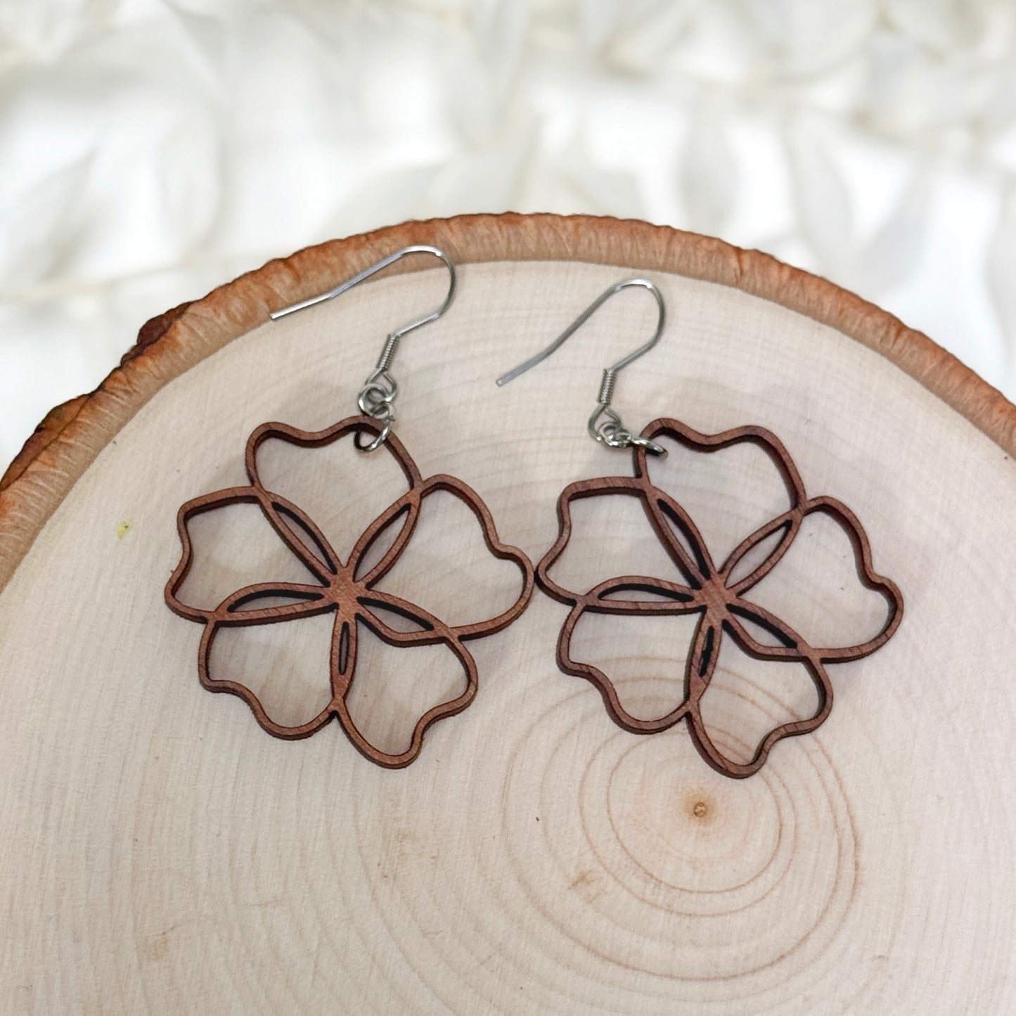 Four Season Blooms | lightweight wood flower earrings
