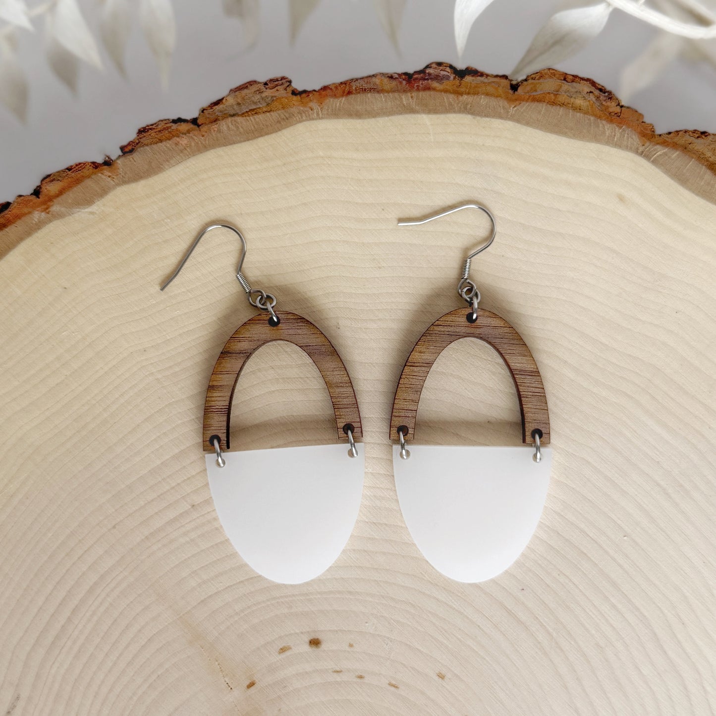 Moonlit Arches | lightweight colorful two tone dangle earrings