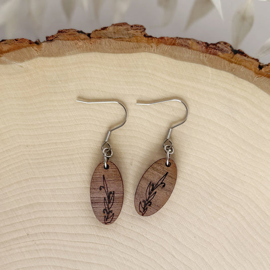 Trailside Sprig | lightweight botanical wood earrings