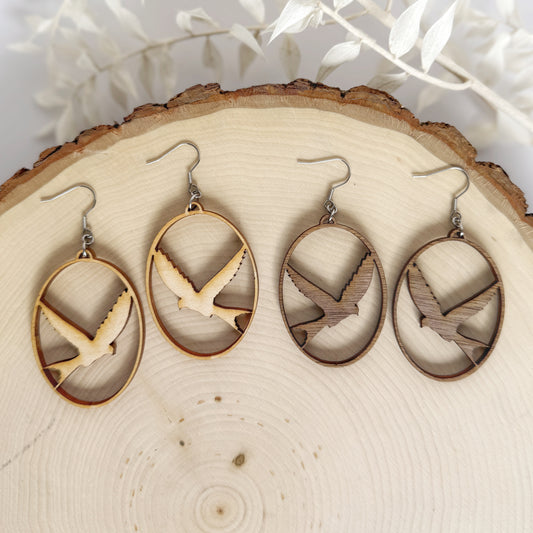 Birds of a Feather | lightweight bird silhouette wood earring