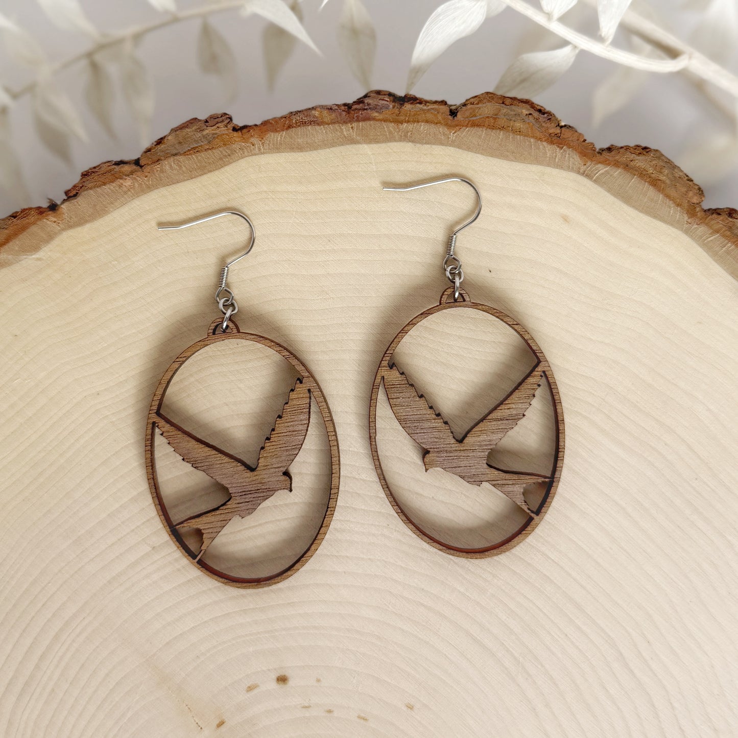 Birds of a Feather | lightweight bird silhouette wood earring