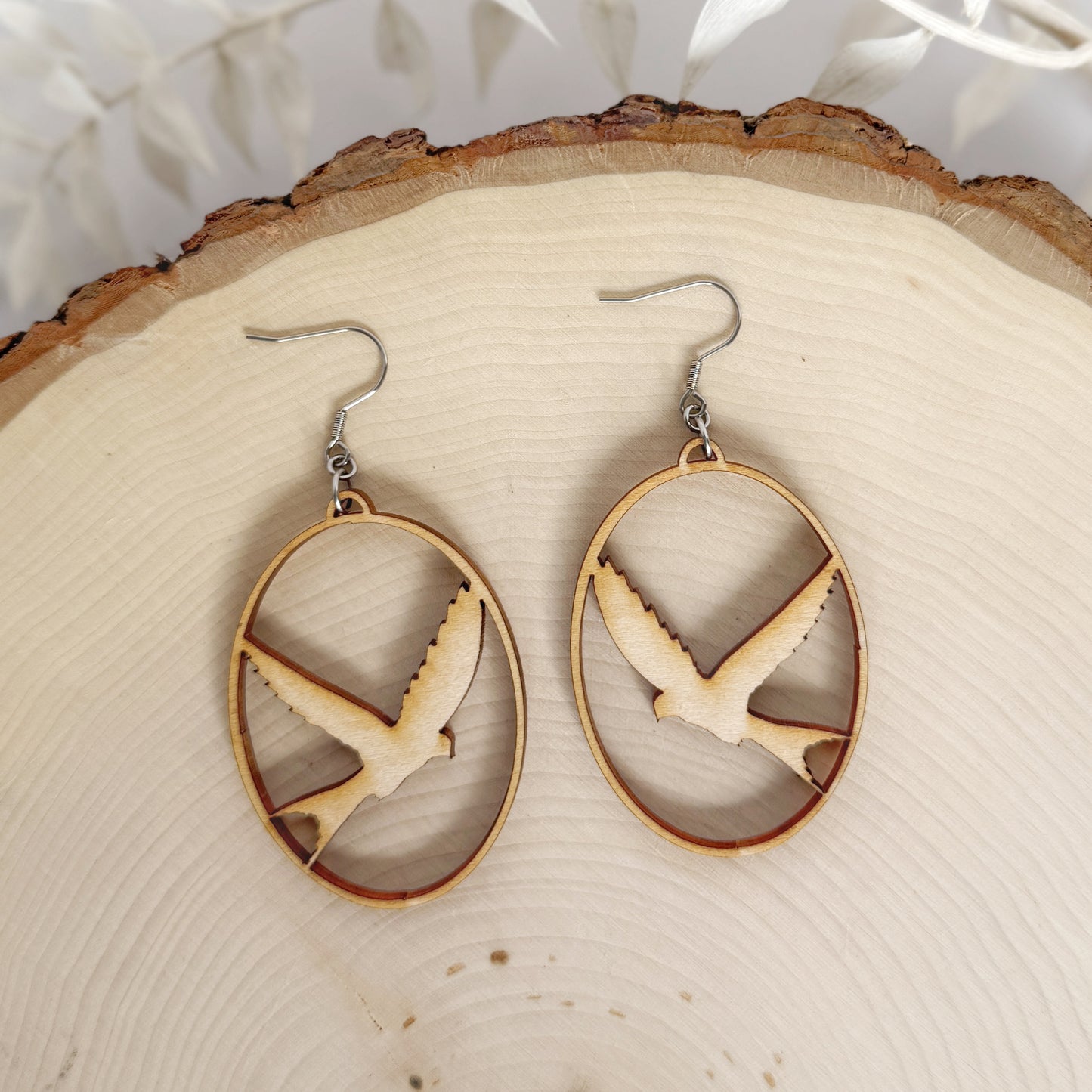 Birds of a Feather | lightweight bird silhouette wood earring