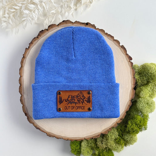 Out of Office Outdoors beanie with snap on/off leather patch