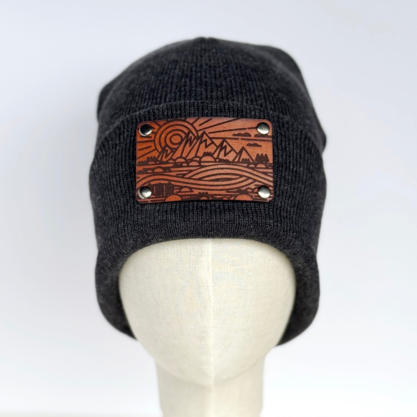 The Great Outdoors beanie with snap on/off leather patch